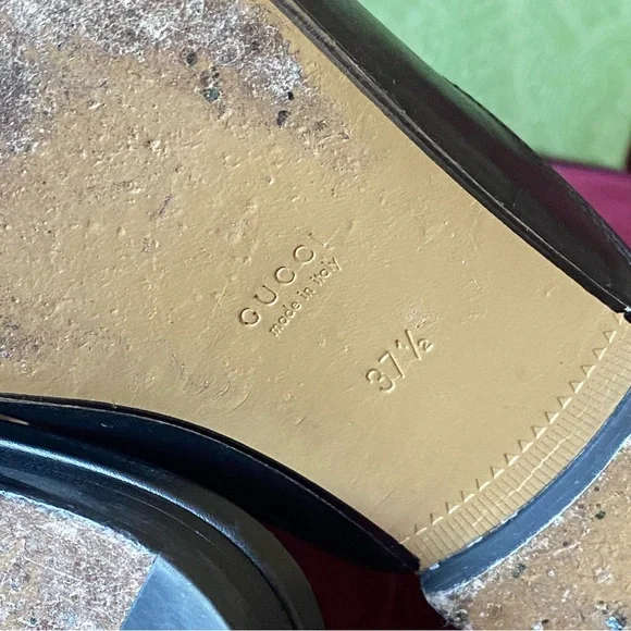 SOLD Gucci Women’s Princetown Leather Slipper Flats Loafers Slides Mules 37.5 - Picture 9 of 10